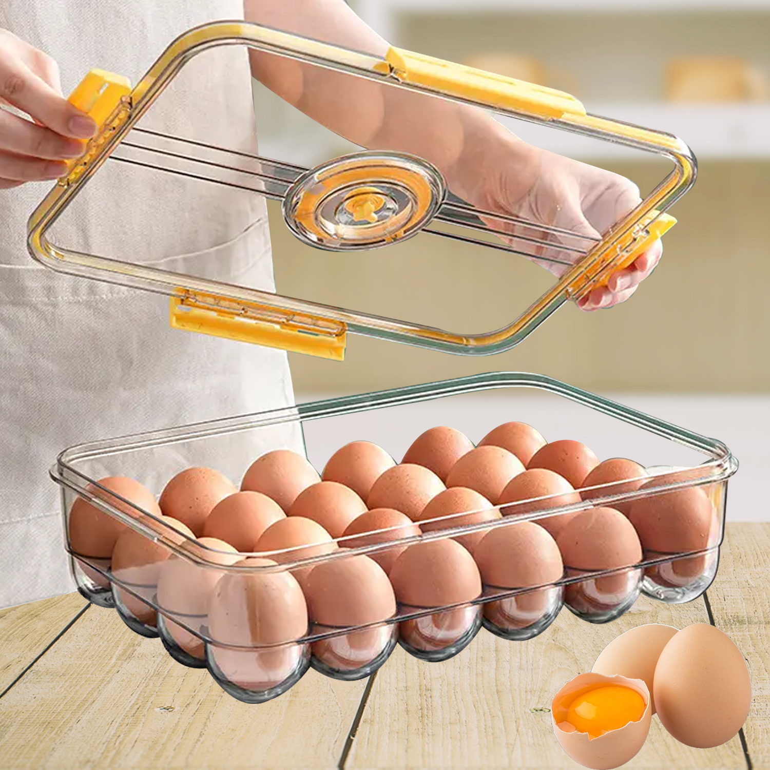 Grids Vacuum Sealing Box Egg Storage Container with Timer Kitchen Fresh