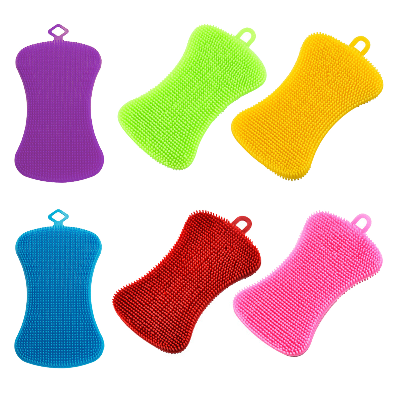 Silicone dish wash clean sponge Silicone Scrubber Dish Brush Pad Double