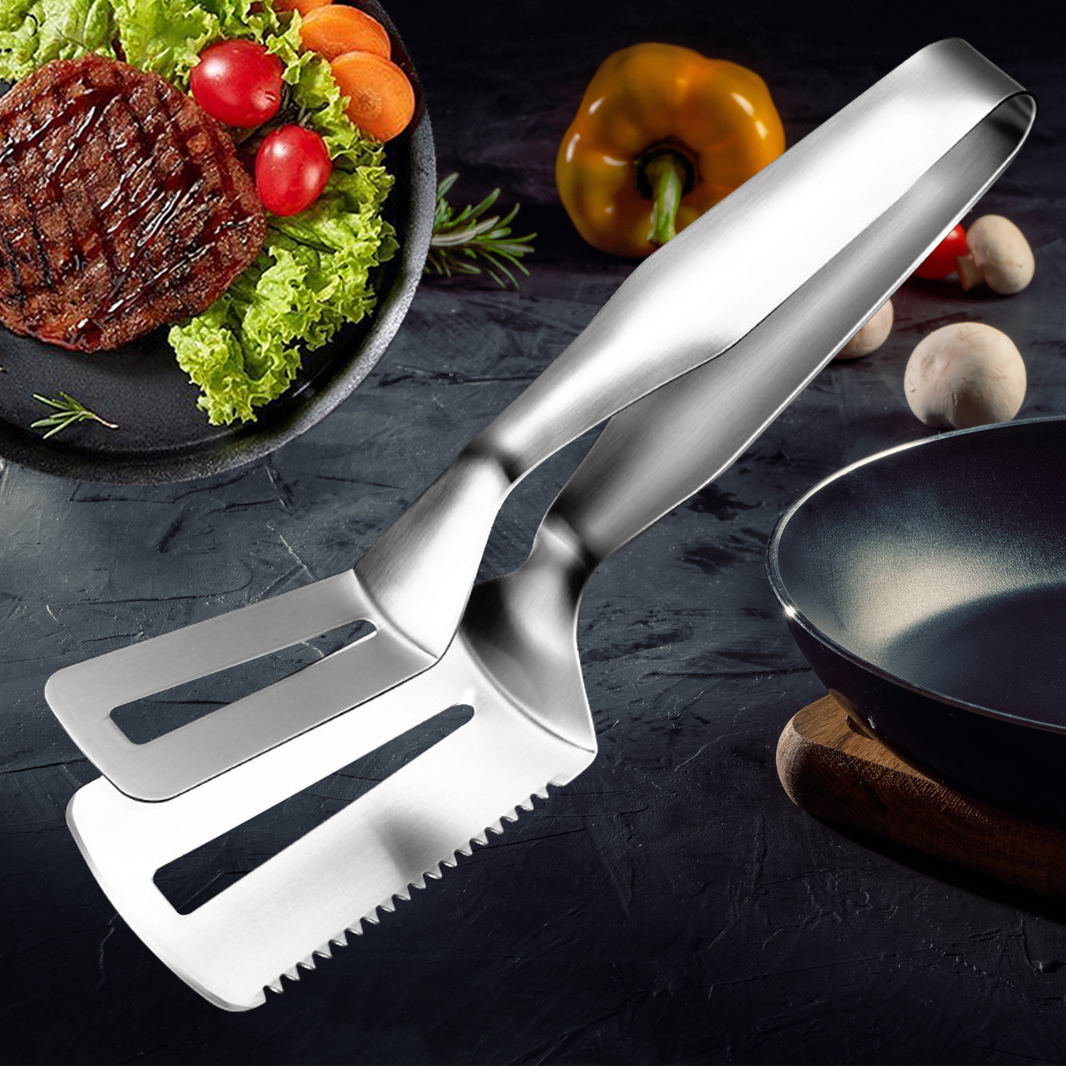 Stainless Steel Barbecue Clamp Frying Steak Fried Fish Clip Tong BBQ