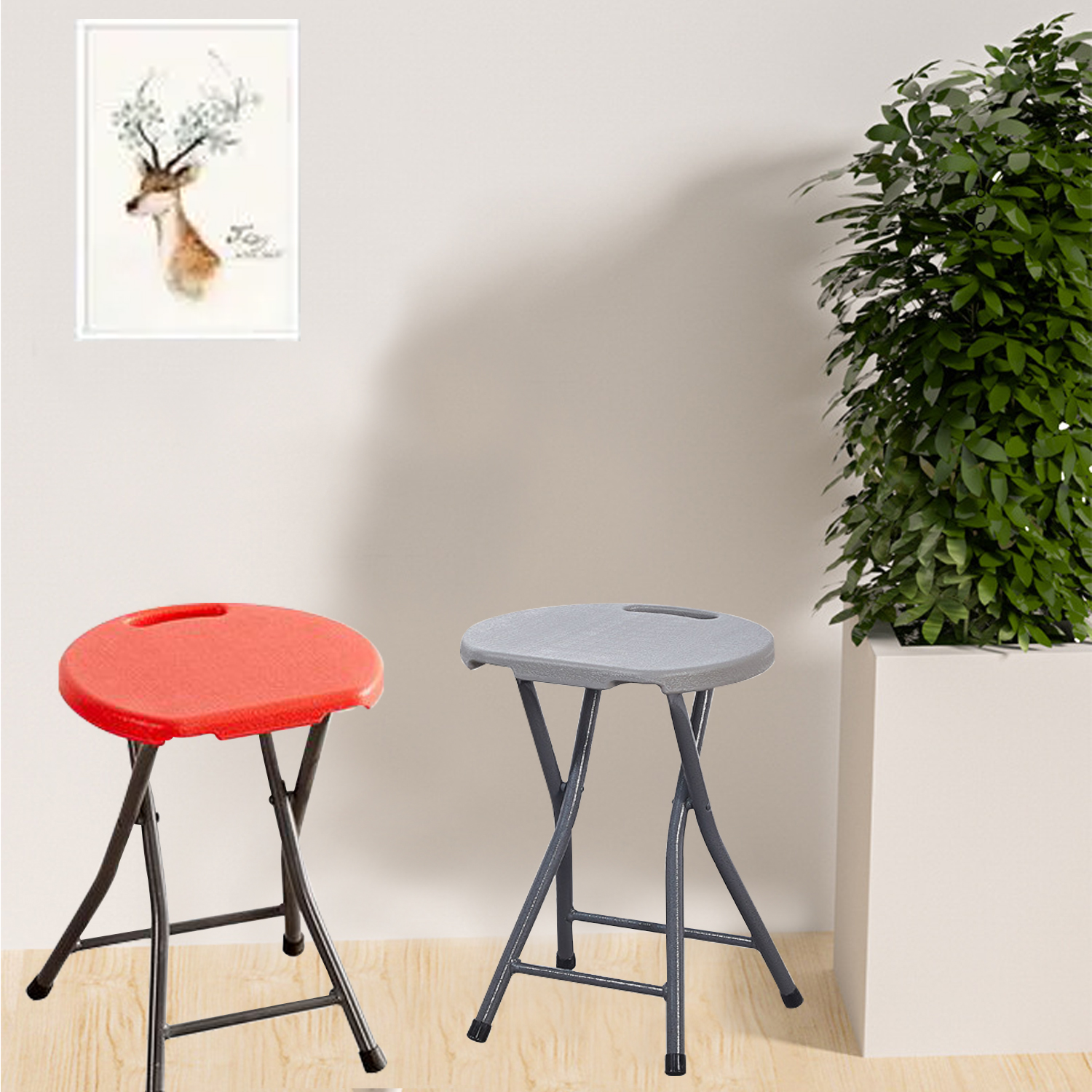 Plastic Stool Thickened Adult Simple Folding Chair Household Folding