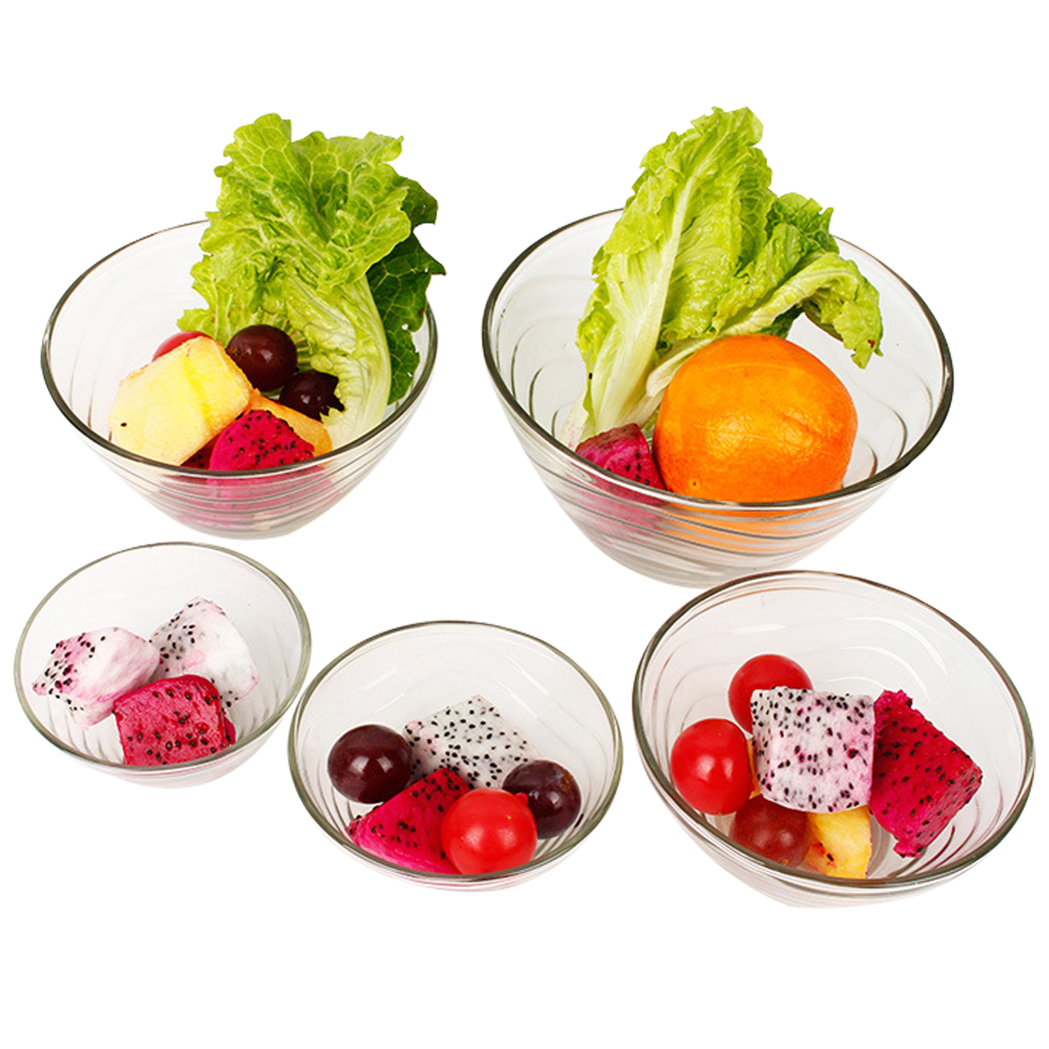 5 Pcs Glass Mixing Bowl Set With Cover Bowl Glass Mixing Bowl Salad