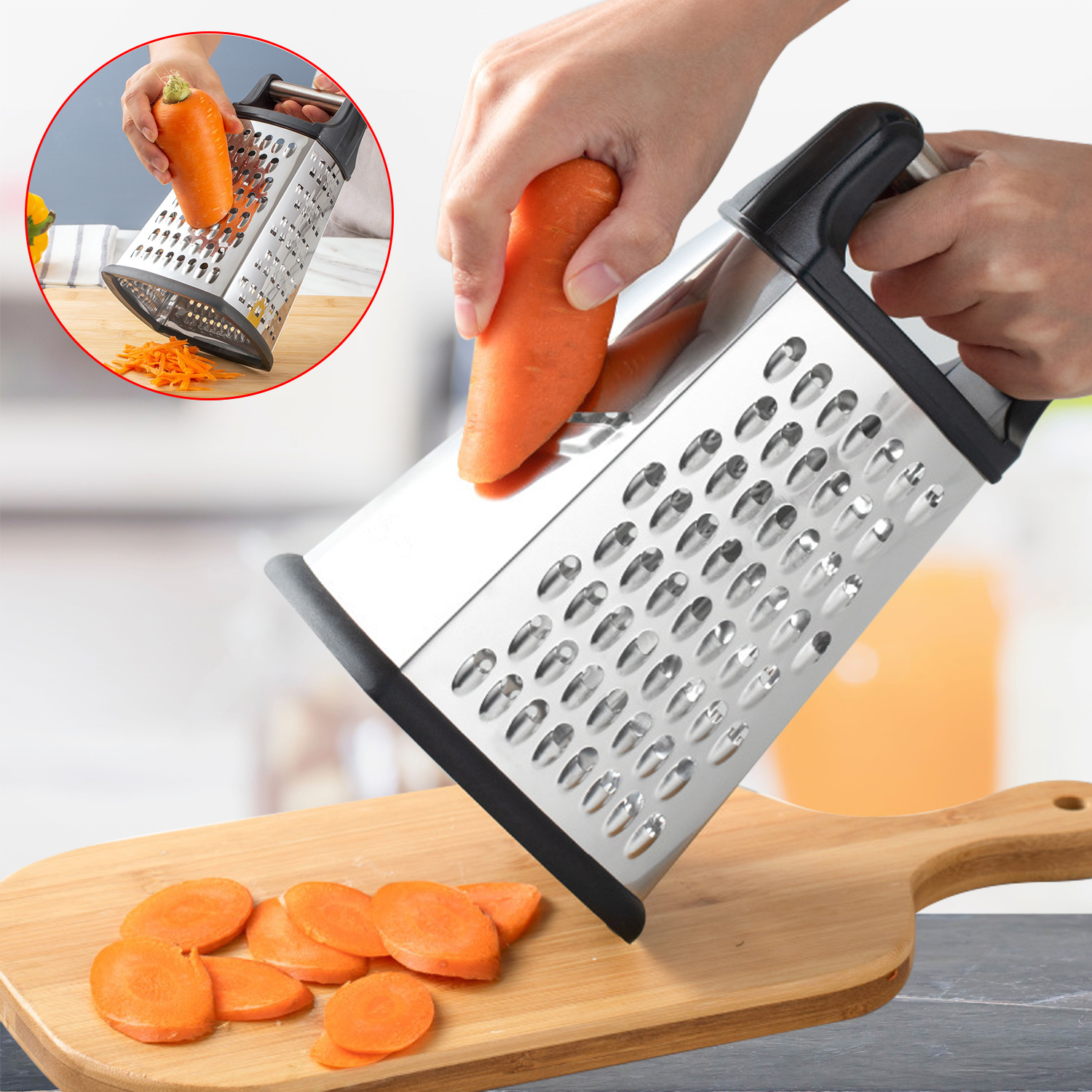 Stainless Steel 4 Sides Multi-purpose Vegetable Fruits Grater Slicer 