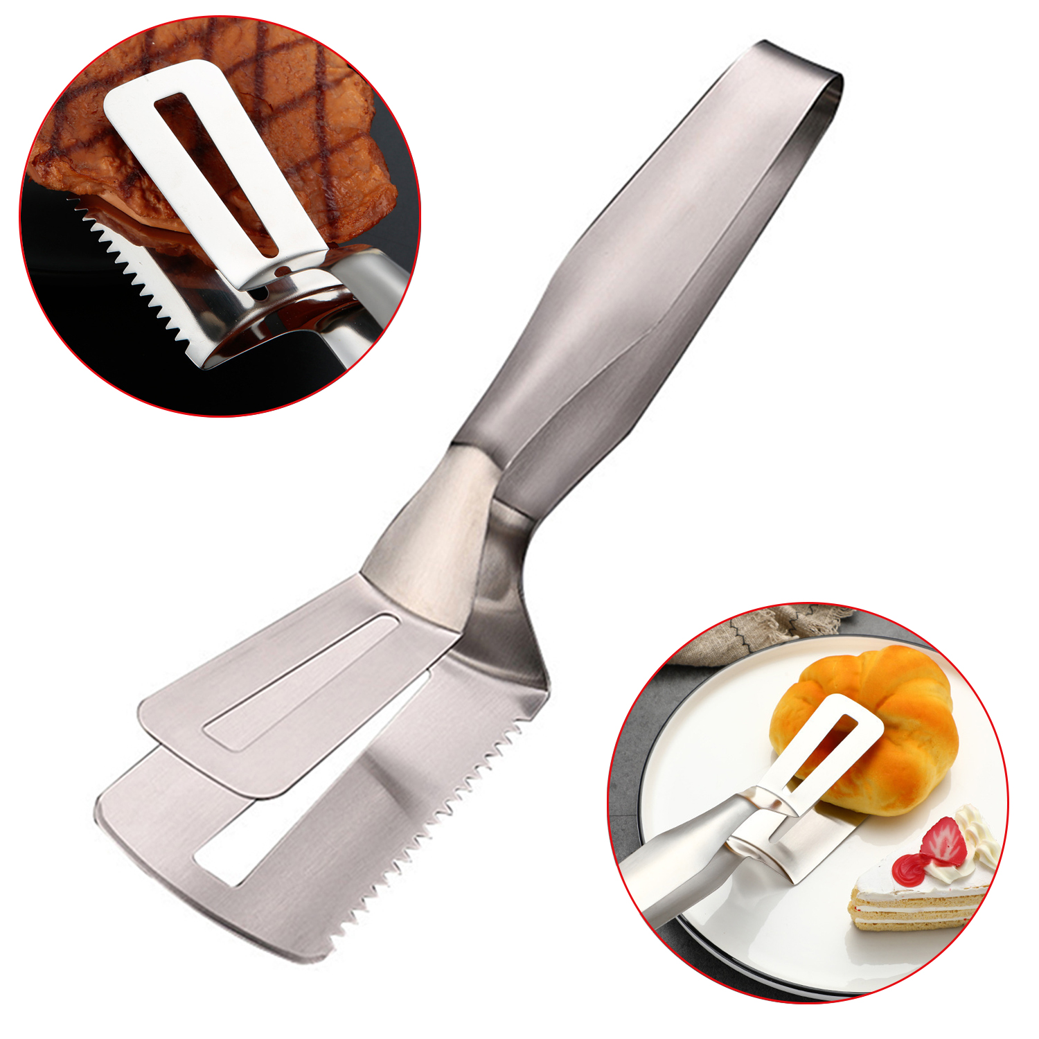 Stainless Steel Barbecue Clamp Frying Steak Fried Fish Clip Tong BBQ