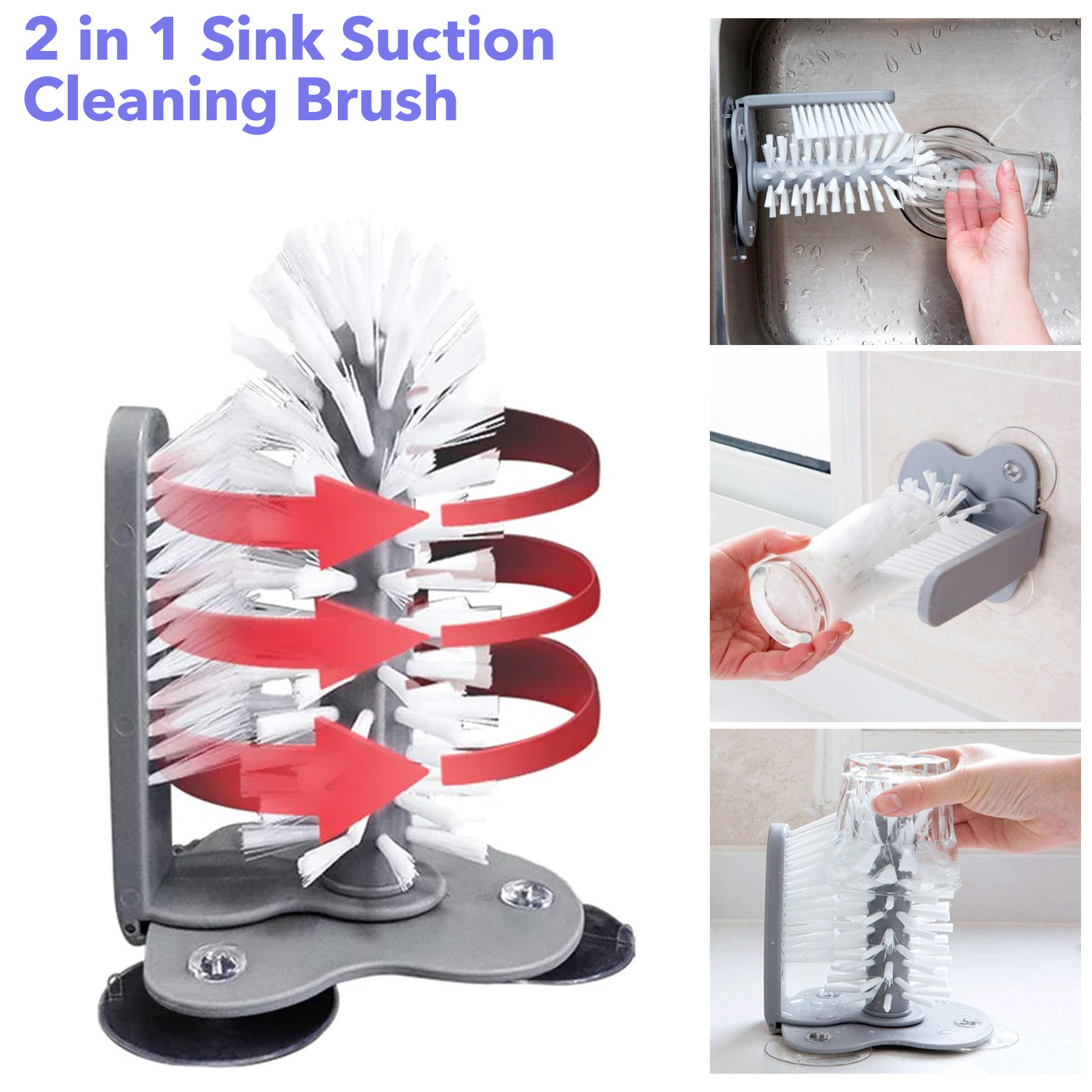Sink Suction Wall Lazy Cup Brush Washer, Wine Glass Cleaning Brush