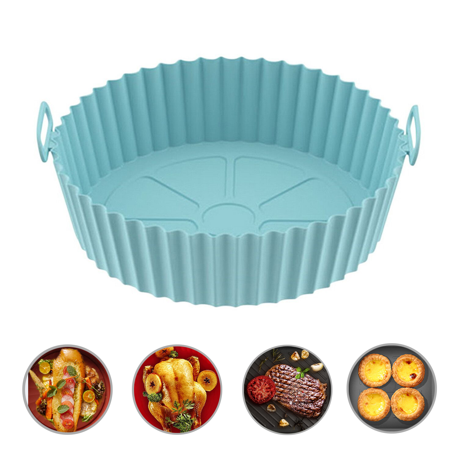 Air Fryer Silicone Pot, 7.5 Inch Food Safe Nonstick Air Fryer Silicone