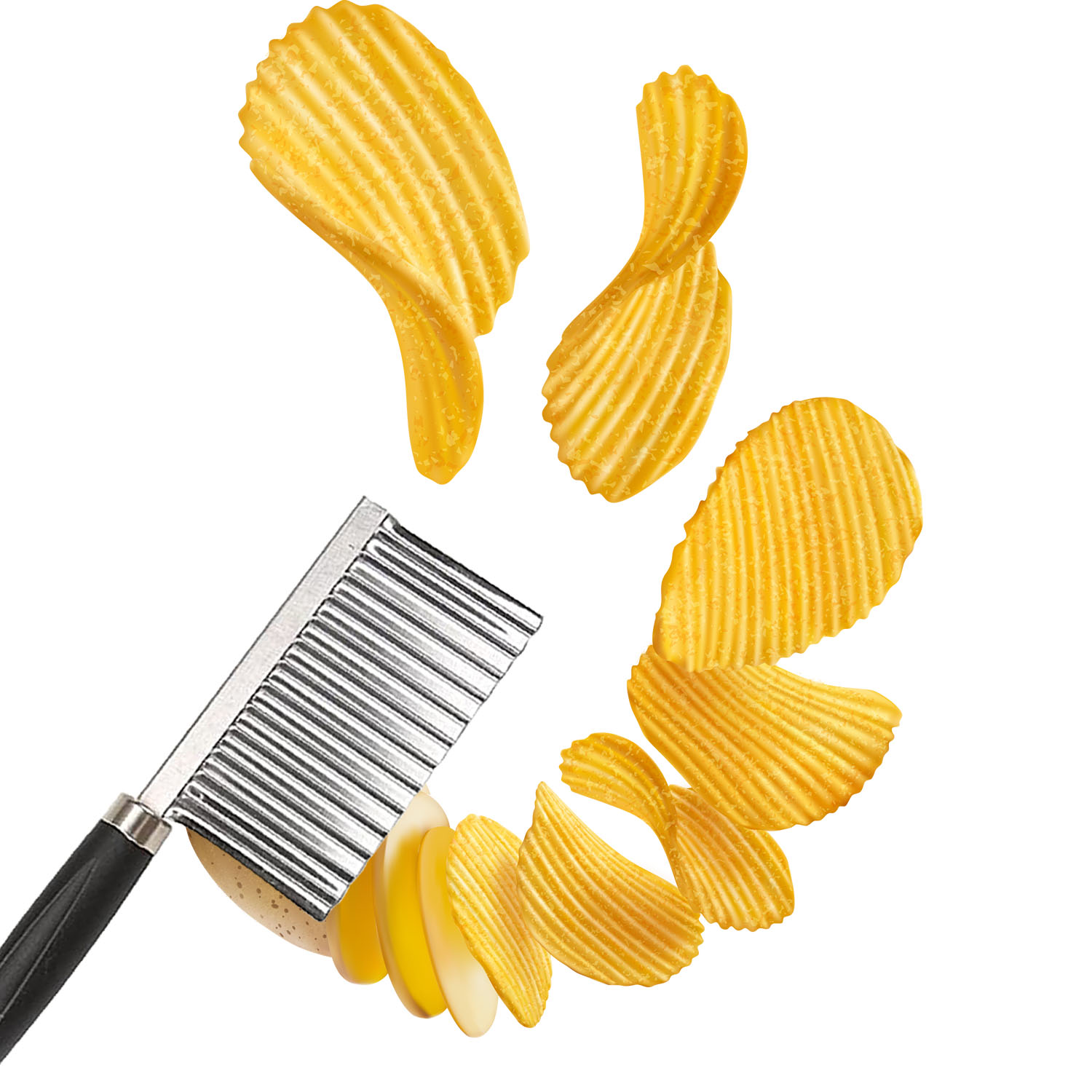 Crinkle French Fry Cutter Knife, Potato Carrot Chip Vegetable French