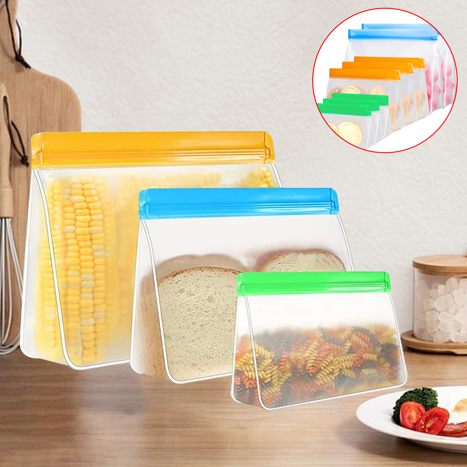 Ziplock Seal Freezer Bags Refrigerator Fresh Bags Reusable PEVA Safe