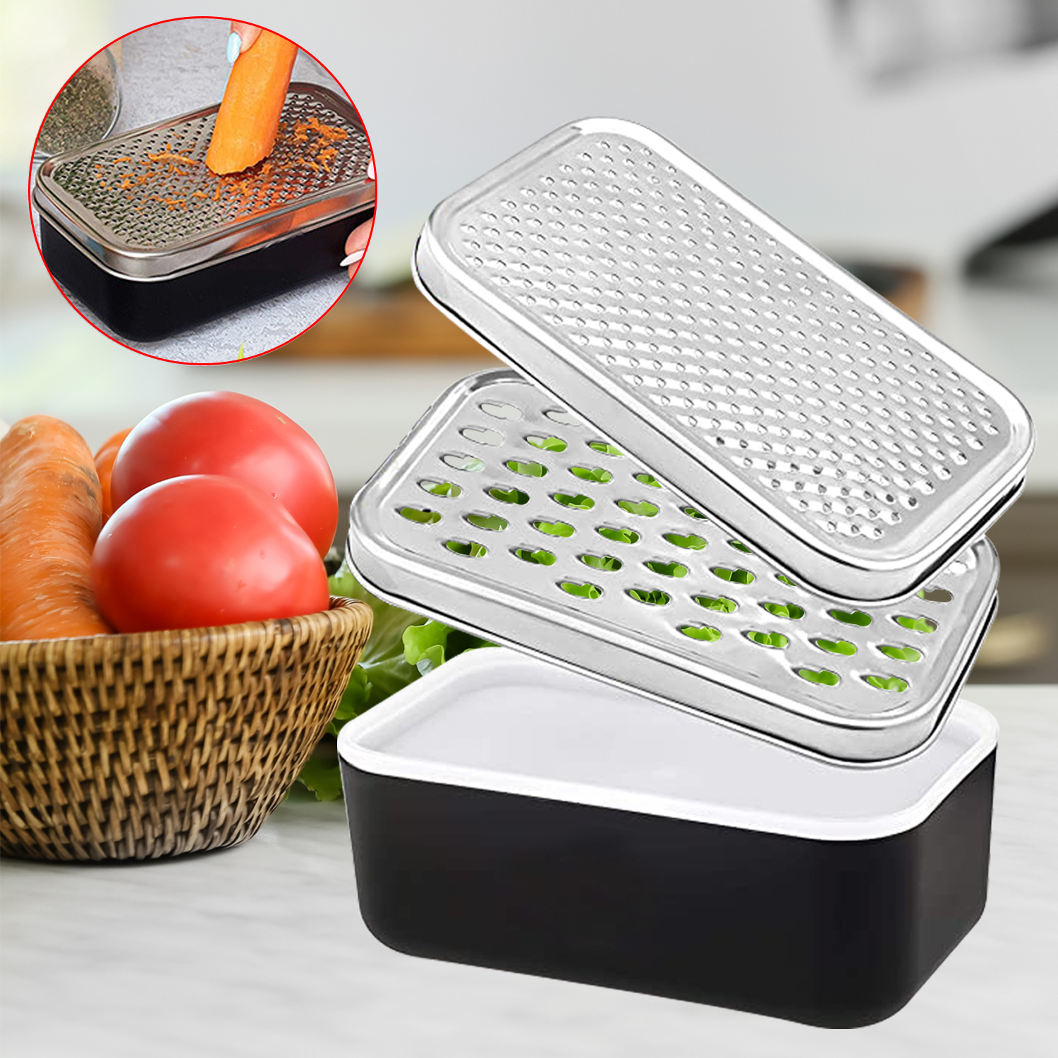 Doublesided Cheese Grater Portable Ginger Garlic Shredder With Food