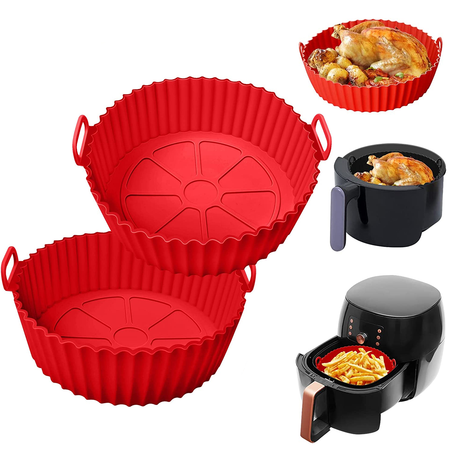 Air Fryer Silicone Pot, 7.5 Inch Food Safe Nonstick Air Fryer Silicone ...